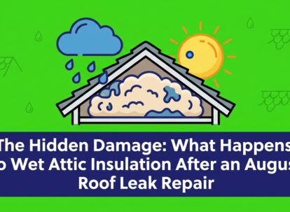 The Hidden Damage: What Happens to Wet Attic Insulation After an August Roof Leak Repair — featured image